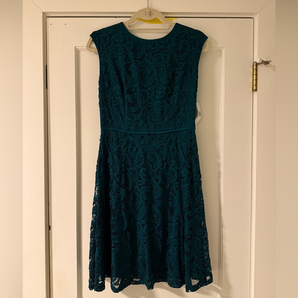 Teal Lace Midi Dress